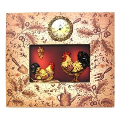 Ornate Rooster Plaque With Clock