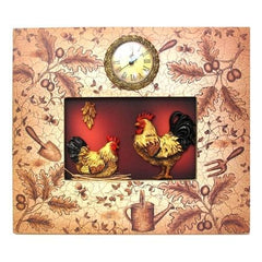 Ornate Rooster Plaque With Clock