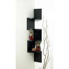 Zig Zag 4-Tier Black Corner Shelf
