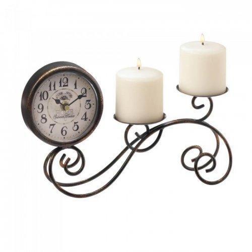 Scrollwork Table Clock & Candleholder (pack of 1 EA)