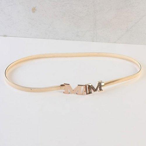 Chic Letter M Shape Hasp Elastic Alloy Waistband For Women - Golden