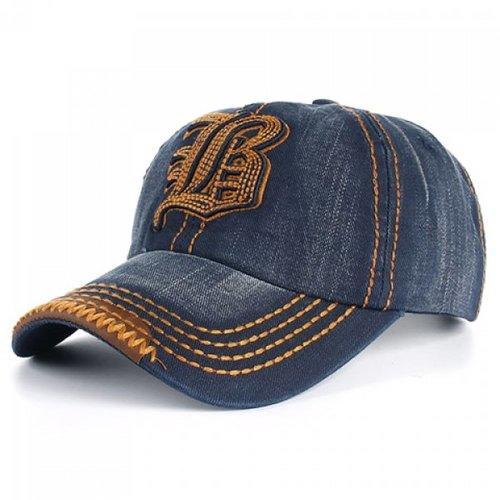 Stylish Sewing Thread and Retro Letters Shape Embellished Visor For Men - Deep Blue
