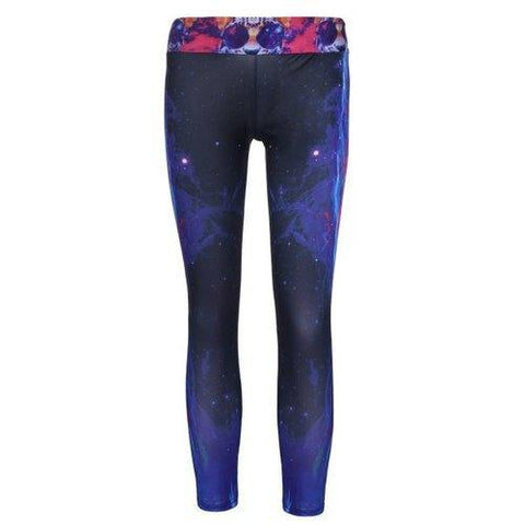 Stylish Elastic Waist Tiger and Galaxy Printed Yoga Pants For Women - Black One Size(fit Size Xs To M)