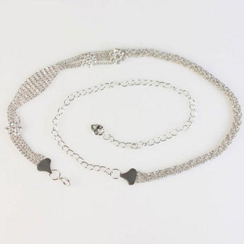 Chic Rhinestones Decorated Hollow Out Alloy Waist Chain For Women - Silver