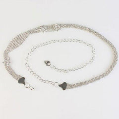 Chic Rhinestones Decorated Hollow Out Alloy Waist Chain For Women - Silver