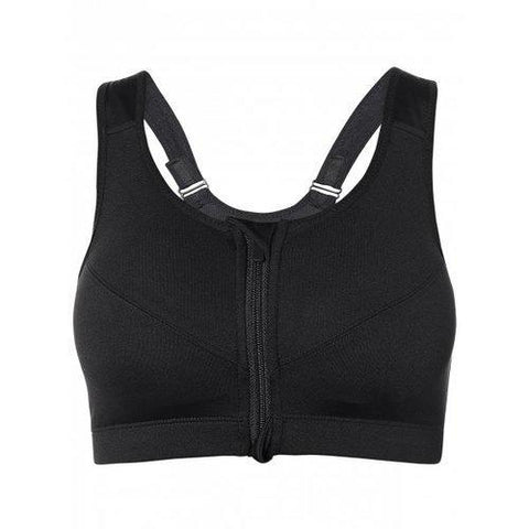 Cut Out Zipper Sports Bra - Black L