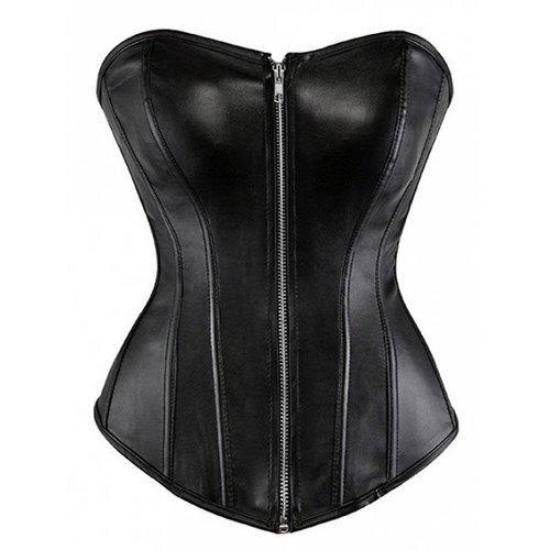 Strapless Underbust PU Steel Boned Corset - Black L