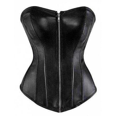 Strapless Underbust PU Steel Boned Corset - Black L