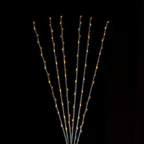Set of 6 Enchanted Garden LED Yellow Lighted Branch Spray Driveway Pathway Markers- 4'