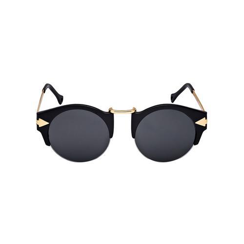Black Half Frame Sunglasses with Metal Panel