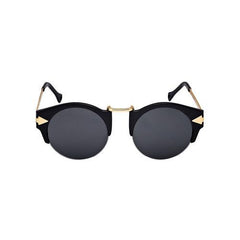 Black Half Frame Sunglasses with Metal Panel