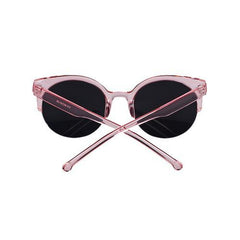 Purple Half Frame Round Sunglasses with Mirror Lens