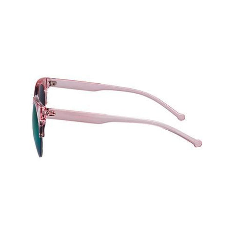 Purple Half Frame Round Sunglasses with Mirror Lens