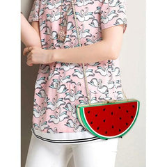 Red Watermelon Shape Box Clutch Bag