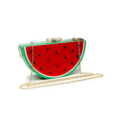 Red Watermelon Shape Box Clutch Bag