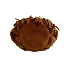 Brown Suedette Plait Beaded Tassel Shoulder Bag