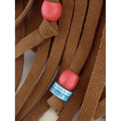 Brown Suedette Plait Beaded Tassel Shoulder Bag