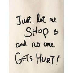 Beige Letter Print Shopping Bag