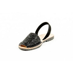 Black  Del Rio London Womens Flat Sandal IBIZA GLITTER 14SS11302