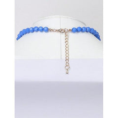 Blue Crystal Tassel Multi Layer Beaded Detail Necklace
