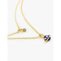 Golden Faux Diamond And Blue Moon Drop Multirow Necklace