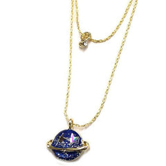 Golden Faux Diamond And Blue Moon Drop Multirow Necklace