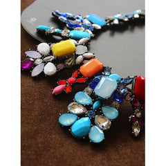 Gradient Colorful Stone Rhinestone Necklace