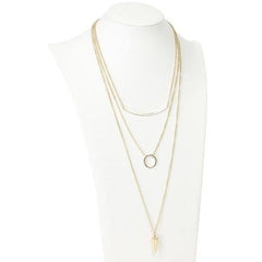 Golden Multirow Bar And Cone Pendant Necklace