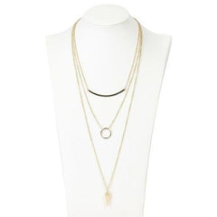 Golden Multirow Bar And Cone Pendant Necklace