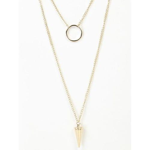 Golden Multirow Bar And Cone Pendant Necklace