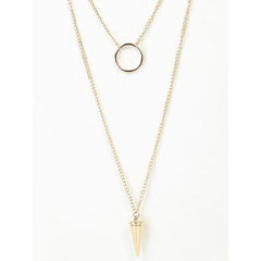 Golden Multirow Bar And Cone Pendant Necklace