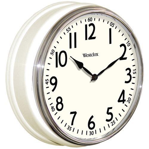Westclox 12" Round Vintage Kitchen Classic Clock, White (pack of 1 Ea)