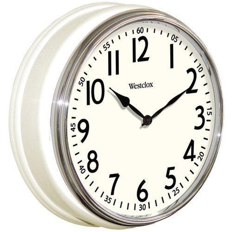 Westclox 12" Round Vintage Kitchen Classic Clock, White (pack of 1 Ea)