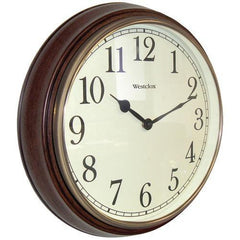 Westclox 15.5" Round Dark Woodgrain Clock (pack of 1 Ea)