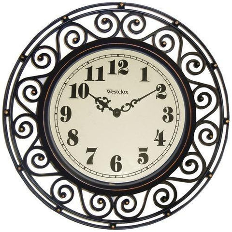 Westclox 12" Round Filigree Rubbed Bronze Finish Clock (pack of 1 Ea)