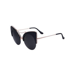 Black Double Bridge Cat Eye Sunglasses