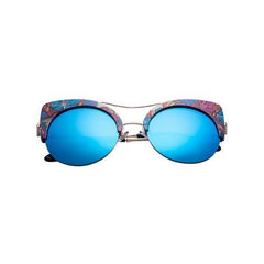 Floral Mirror Lens Cat Eye Sunglasses