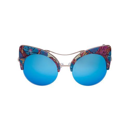 Floral Mirror Lens Cat Eye Sunglasses