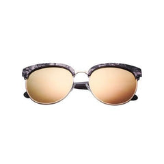 Black Cat Eye Mirror Lens Round Sunglasses