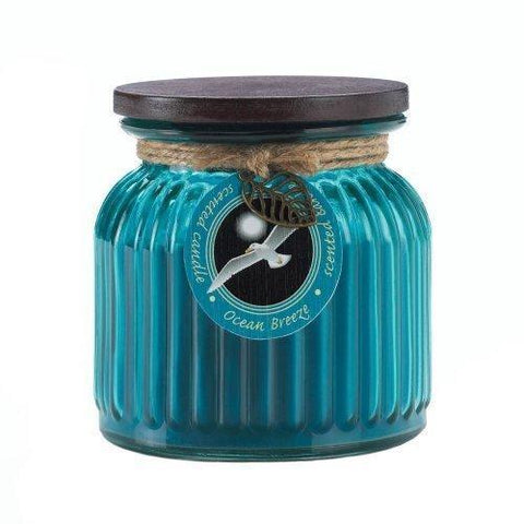 Ocean Breeze Ribbed Jar Candle (pack of 1 EA)