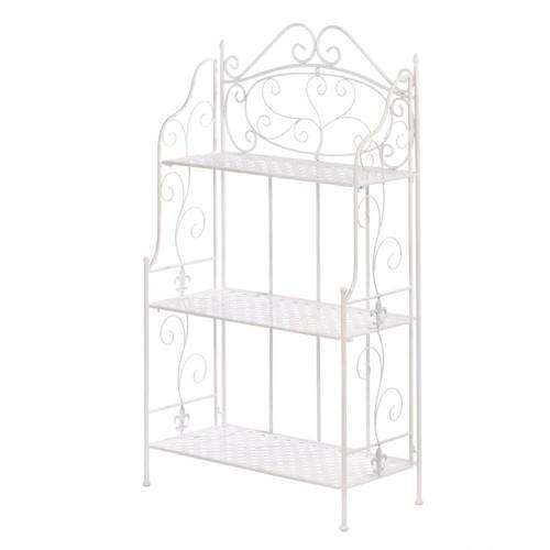 White Basket Weave Bakers Rack