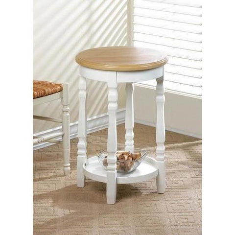 Wood Top Round Accent Table