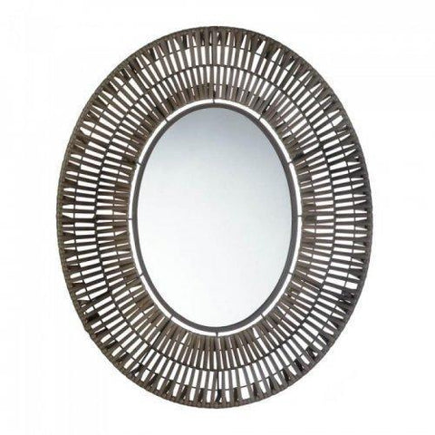 Faux Rattan Oblong Wall Mirror (pack of 1 EA)
