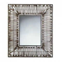 Faux Rattan Rectangular Wall Mirror (pack of 1 EA)