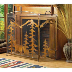 Rustic Forest Fireplace Screen