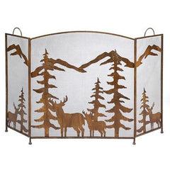 Rustic Forest Fireplace Screen