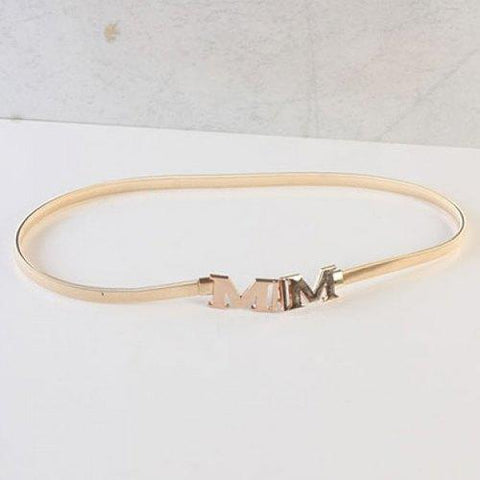 Chic Letter M Shape Hasp Elastic Alloy Waistband For Women - Golden