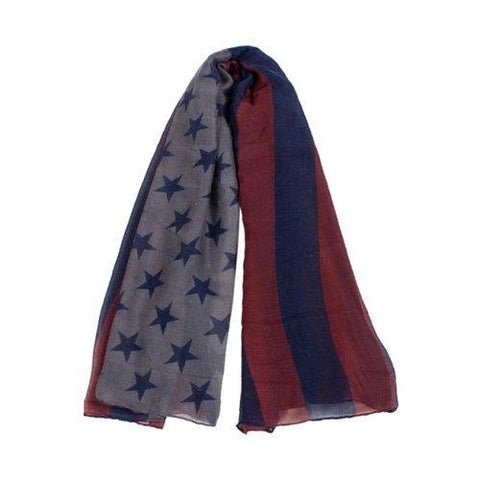 Chic Stars and Stripes Print Scarf For Women - Blue