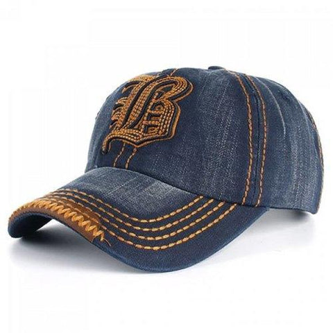 Stylish Sewing Thread and Retro Letters Shape Embellished Visor For Men - Deep Blue