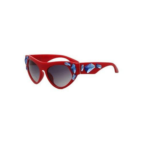 Chic Faux Gem Solid Color Frame Sunglasses For Women - Red